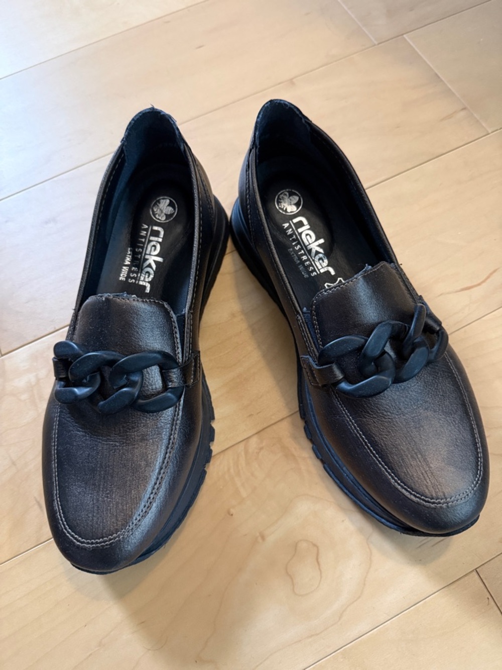 Rieker Classic Slip-On Loafers with Matte Chain Trim